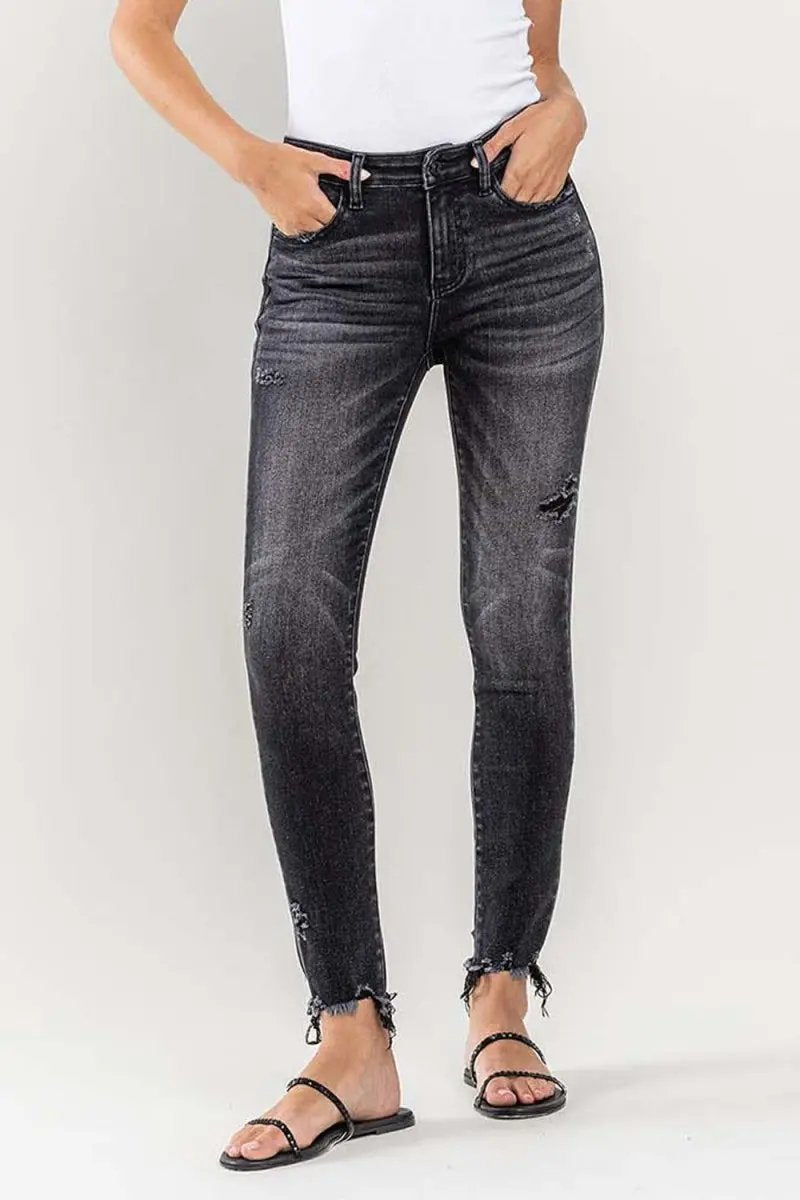 Lovervet Raw Hem Cropped Skinny Jeans for Stylish Outfits - Love Salve